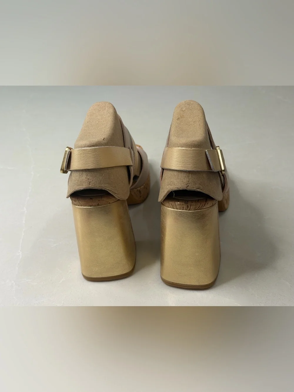 New Kork-Ease Maxi Platform Sandals Nude Gold Cork, 9